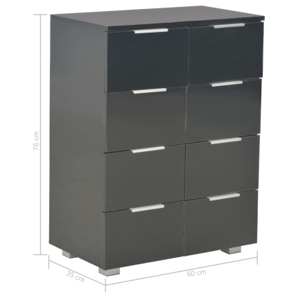 Sideboard High Gloss Black 60x35x76 cm Chipboard - Image 9