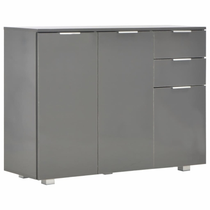 Sideboard High Gloss Grey 107x35x76 cm - Image 2