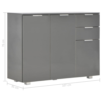Sideboard High Gloss Grey 107x35x76 cm - Image 9
