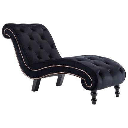 Chaise Lounge Black Velvet - Image 2