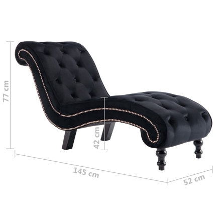 Chaise Lounge Black Velvet - Image 8
