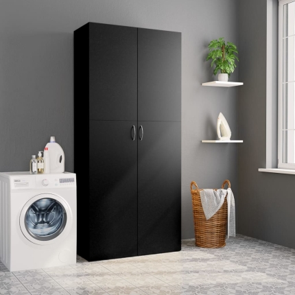 Storage Cabinet Black 80x35.5x180 cm Chipboard - Image 3