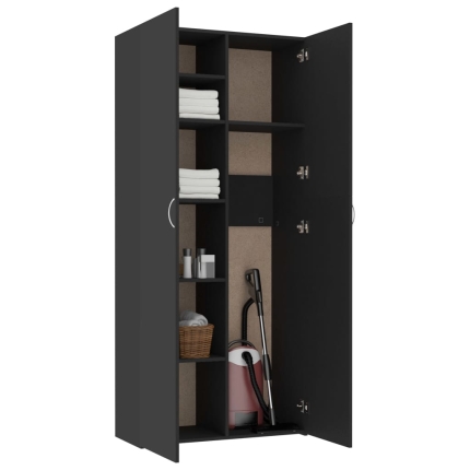 Storage Cabinet Black 80x35.5x180 cm Chipboard - Image 4