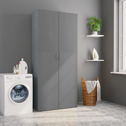 Storage Cabinet Grey 80x35.5x180 cm Chipboard - Image 3