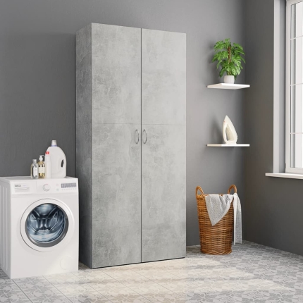 Storage Cabinet Concrete Grey 80x35.5x180 cm Chipboard - Image 3