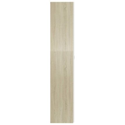 Storage Cabinet White and Sonoma Oak 80x35.5x180 cm Chipboard - Image 7