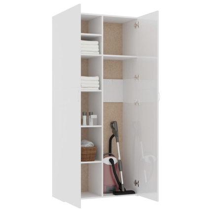 Storage Cabinet High Gloss White 80x35.5x180 cm Chipboard - Image 4