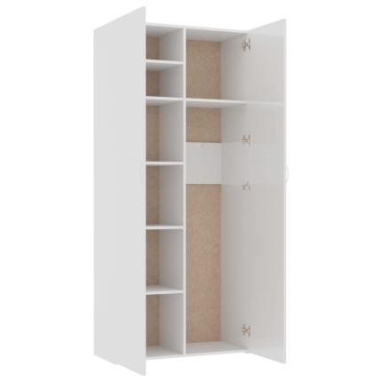 Storage Cabinet High Gloss White 80x35.5x180 cm Chipboard - Image 5