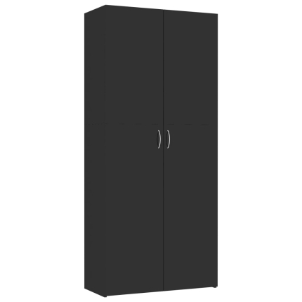 Storage Cabinet High Gloss Black 80x35.5x180 cm Chipboard - Image 2