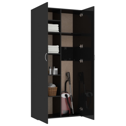 Storage Cabinet High Gloss Black 80x35.5x180 cm Chipboard - Image 4