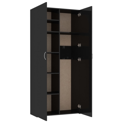Storage Cabinet High Gloss Black 80x35.5x180 cm Chipboard - Image 5