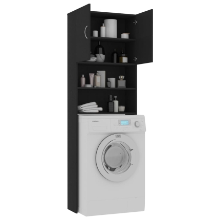 Washing Machine Cabinet Black 64x25.5x190 cm Chipboard - Image 4