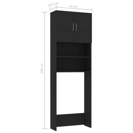 Washing Machine Cabinet Black 64x25.5x190 cm Chipboard - Image 8