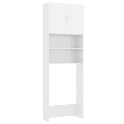 Washing Machine Cabinet High Gloss White 64x25.5x190 cm Chipboard - Image 2