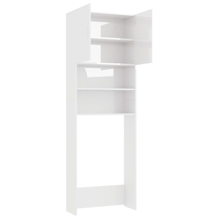Washing Machine Cabinet High Gloss White 64x25.5x190 cm Chipboard - Image 5