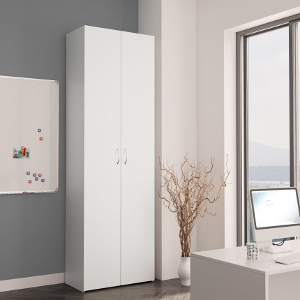 Office Cabinet White 60x32x190 cm Chipboard - Image 3