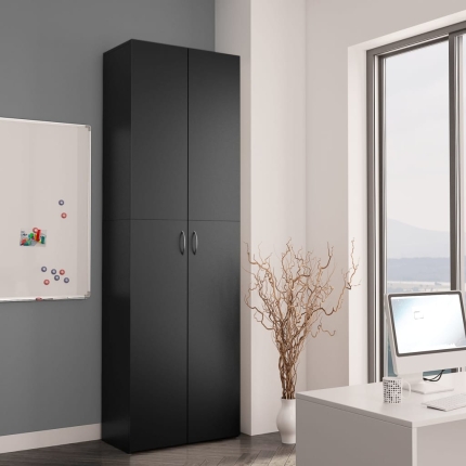 Office Cabinet Black 60x32x190 cm Chipboard - Image 3