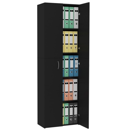 Office Cabinet Black 60x32x190 cm Chipboard - Image 4
