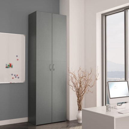 Office Cabinet Grey 60x32x190 cm Chipboard - Image 3