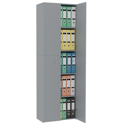 Office Cabinet Grey 60x32x190 cm Chipboard - Image 4