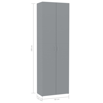 Office Cabinet Grey 60x32x190 cm Chipboard - Image 8