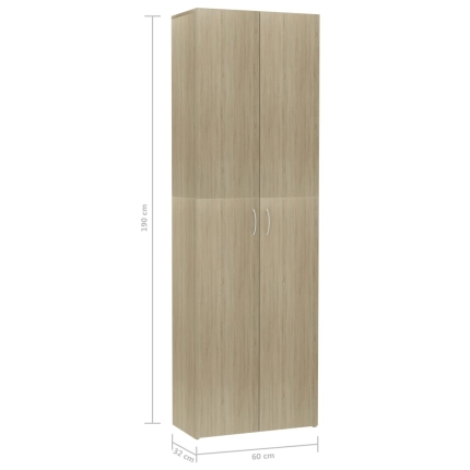 Office Cabinet Sonoma Oak 60x32x190 cm Chipboard - Image 8