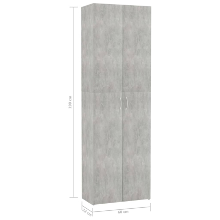 Office Cabinet Concrete Grey 60x32x190 cm Chipboard - Image 8
