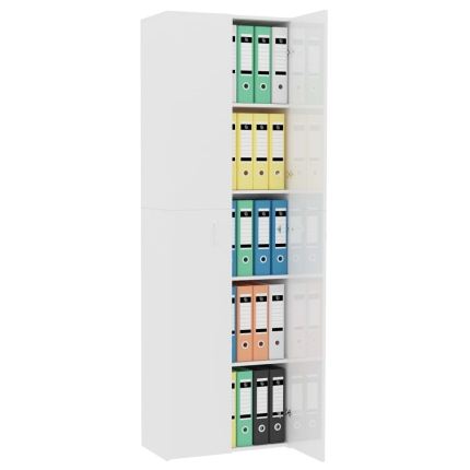 Office Cabinet High Gloss White 60x32x190 cm Chipboard - Image 4