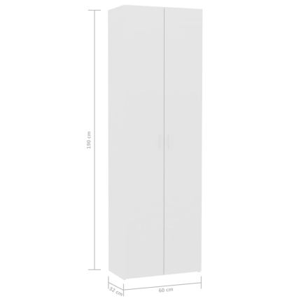 Office Cabinet High Gloss White 60x32x190 cm Chipboard - Image 8