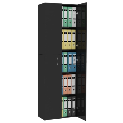 Office Cabinet High Gloss Black 60x32x190 cm Chipboard - Image 4