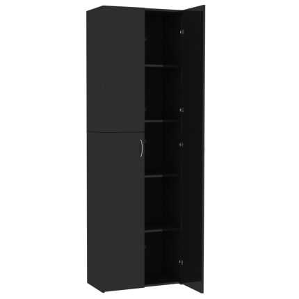 Office Cabinet High Gloss Black 60x32x190 cm Chipboard - Image 5
