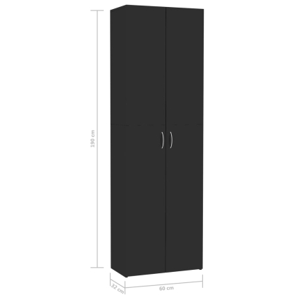 Office Cabinet High Gloss Black 60x32x190 cm Chipboard - Image 8