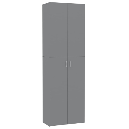 Office Cabinet High Gloss Grey 60x32x190 cm Chipboard - Image 2