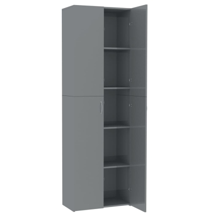 Office Cabinet High Gloss Grey 60x32x190 cm Chipboard - Image 5