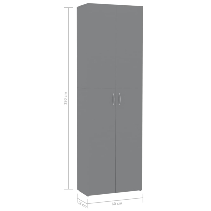 Office Cabinet High Gloss Grey 60x32x190 cm Chipboard - Image 8