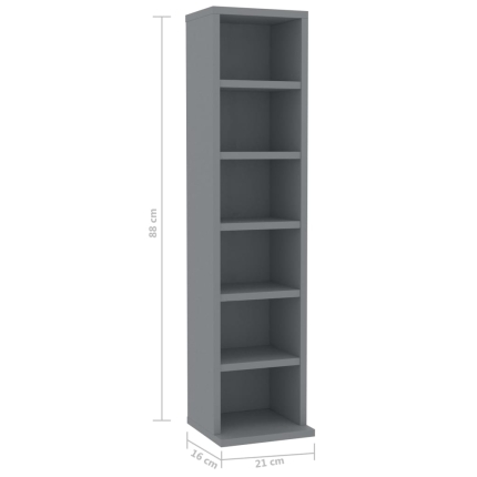 CD Cabinet Grey 21x16x88 cm Chipboard - Image 6