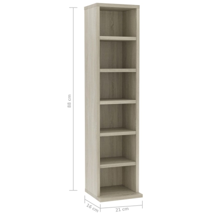 CD Cabinet Sonoma Oak 21x16x88 cm Chipboard - Image 6