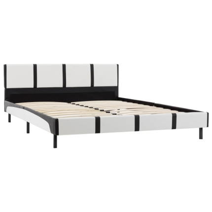 Bed Frame White and Black Faux Leather 106x203 cm King Single - Image 3