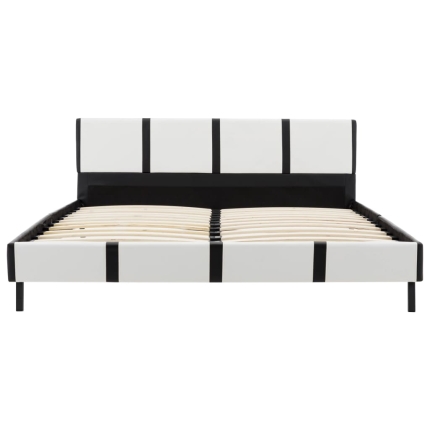 Bed Frame White and Black Faux Leather 106x203 cm King Single - Image 4