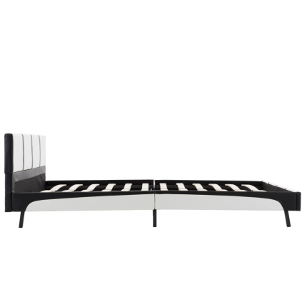 Bed Frame White and Black Faux Leather 106x203 cm King Single - Image 5