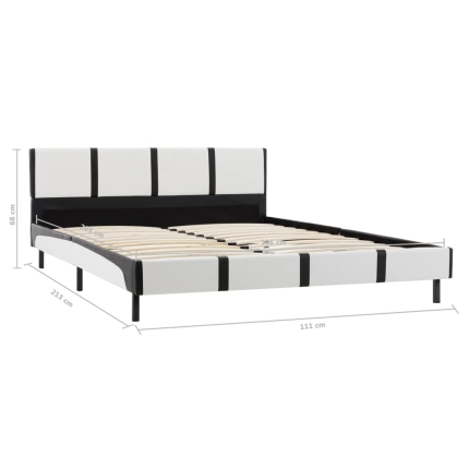 Bed Frame White and Black Faux Leather 106x203 cm King Single - Image 9