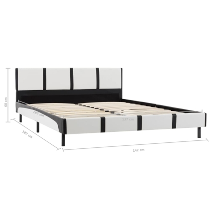 Bed Frame White and Black Faux Leather 137x187 cm Double - Image 9