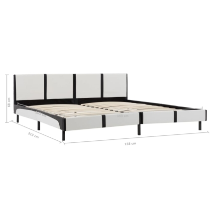 Bed Frame White and Black Faux Leather 153x203 cm Queen - Image 9