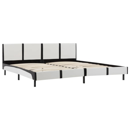Bed Frame White and Black Faux Leather 183x203 cm King - Image 3