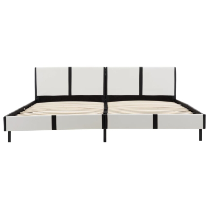 Bed Frame White and Black Faux Leather 183x203 cm King - Image 4