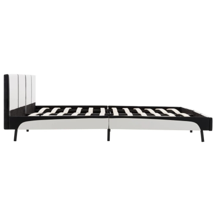 Bed Frame White and Black Faux Leather 183x203 cm King - Image 5