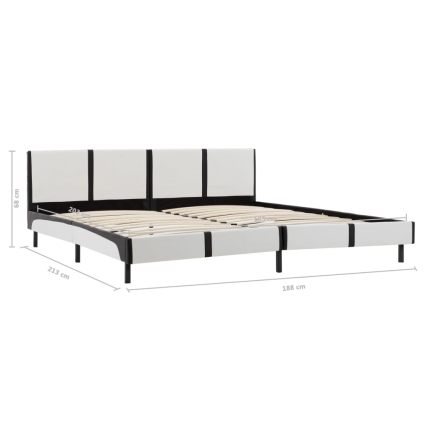 Bed Frame White and Black Faux Leather 183x203 cm King - Image 9