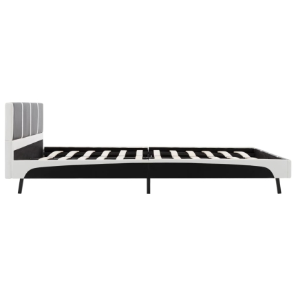 Bed Frame Black and White Faux Leather 137x187 cm Double - Image 5