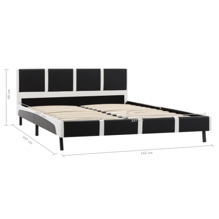 Bed Frame Black and White Faux Leather 137x187 cm Double - Image 9