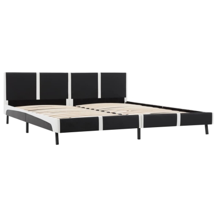 Bed Frame Black and White Faux Leather 183x203 cm King - Image 3